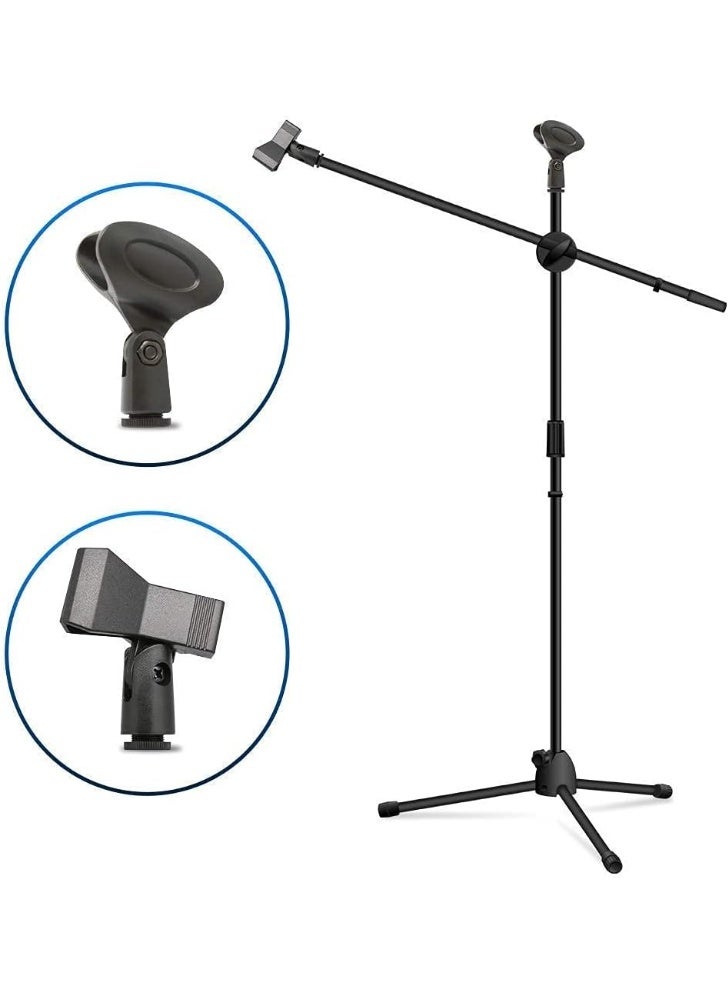 eWINNER 2-Pack Microphone Floor Stand Heavy Duty Adjustable Collapsible Tripod Boom Mic Stands w/2 Mic Clip Holders for Performance/Karaoke Singing/Speech/Wedding/Stage Party Outdoor Activity - Image 3